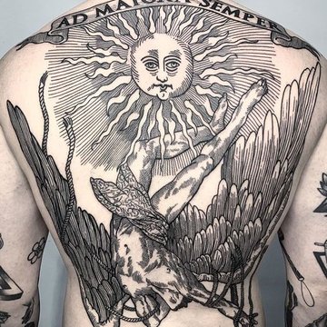engraving style tattoo