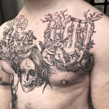 engraving style tattoo