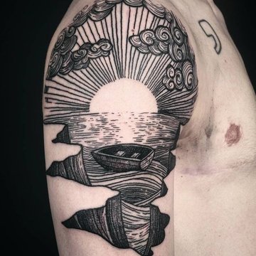 engraving style tattoo