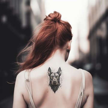 tatuiruotė su dobermanu
