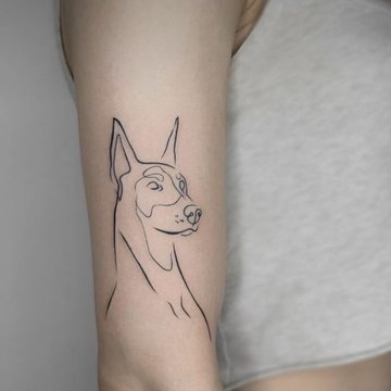 tatuiruotė su dobermanu