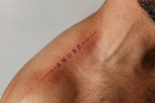 Lettering Tattoos on the shoulder