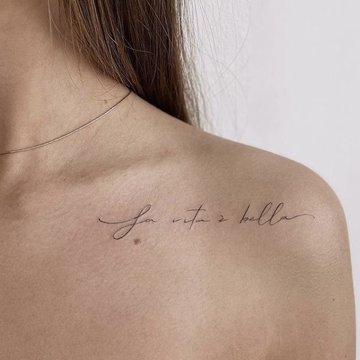 Lettering Tattoos on the clavicle