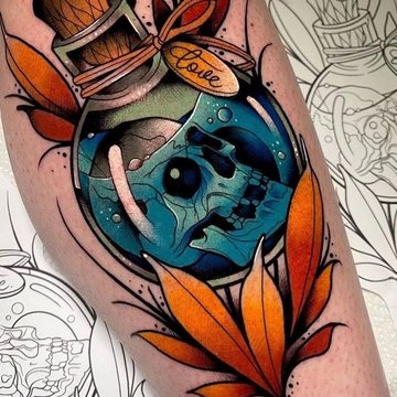 Vibrant neo traditional tattoo
