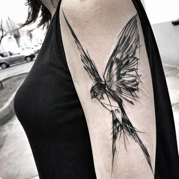 sketch tattoos shoulder swallow