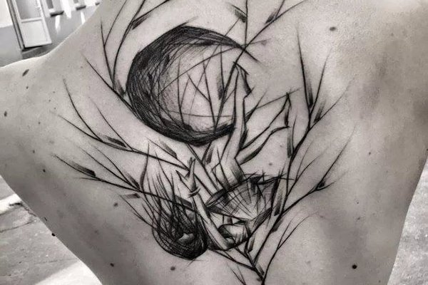 sketch tattoos on women's backs