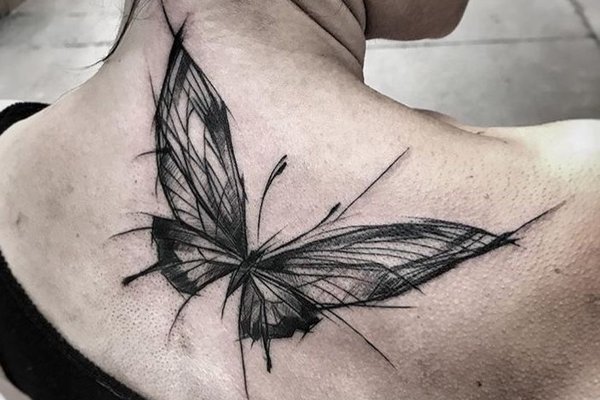 sketch tattoos on women's backs