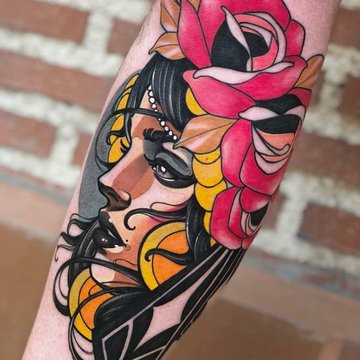 new school tattoo portrait