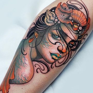 new school tattoo portrait
